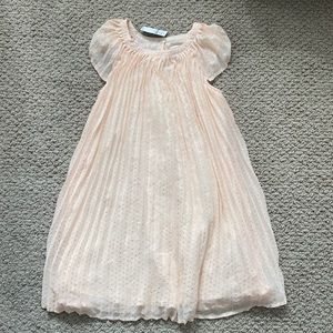 NWT Gap Kids Pleated Chiffon Flutter Sleeve Dress Peach with Silver Polka Dots